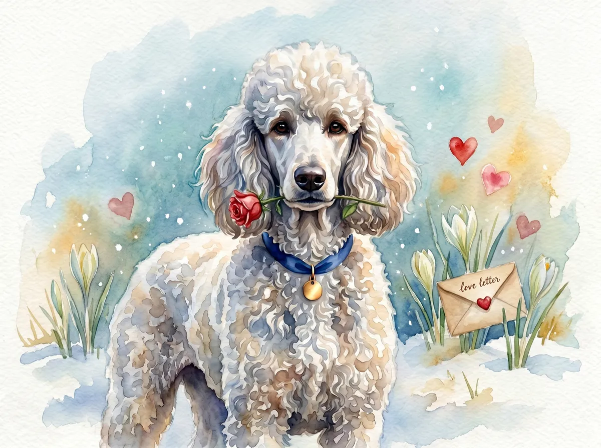 Poodle watercolor calendar month 2